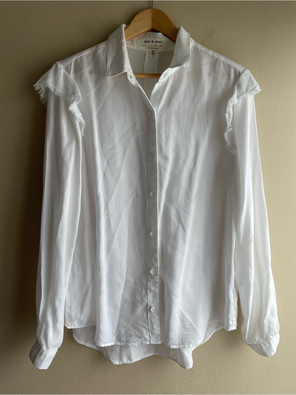 Cloth Stone Anthropologie Women White Button Up Shirt Size Large